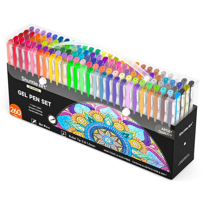 Colored Gel Pen, 130 Colored Gel Pens with 130 Refills - Set of 260