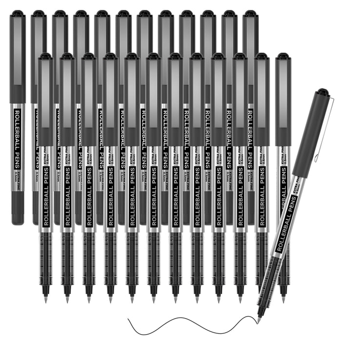 Black Roller Ball Pens - Set of 25