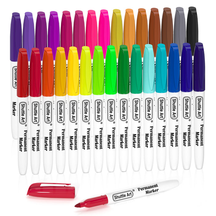 Colored Permanent Markers, Fine Point - Set of 30