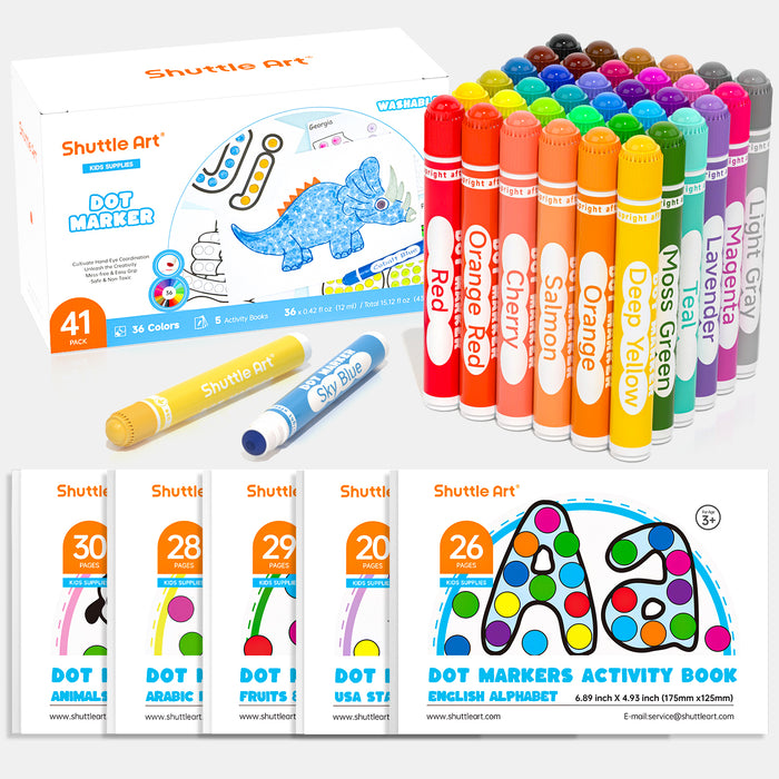 Dot Markers - Set of 36 Colors + 5 Books