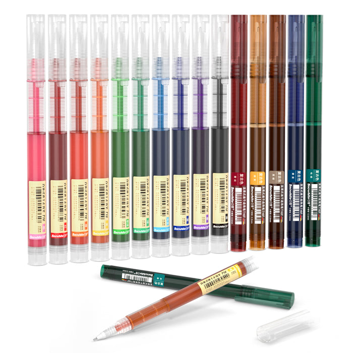 Liquid Ink Rollerball Pens - Set of 15 Colors (10 Bright + 5 Vintage)