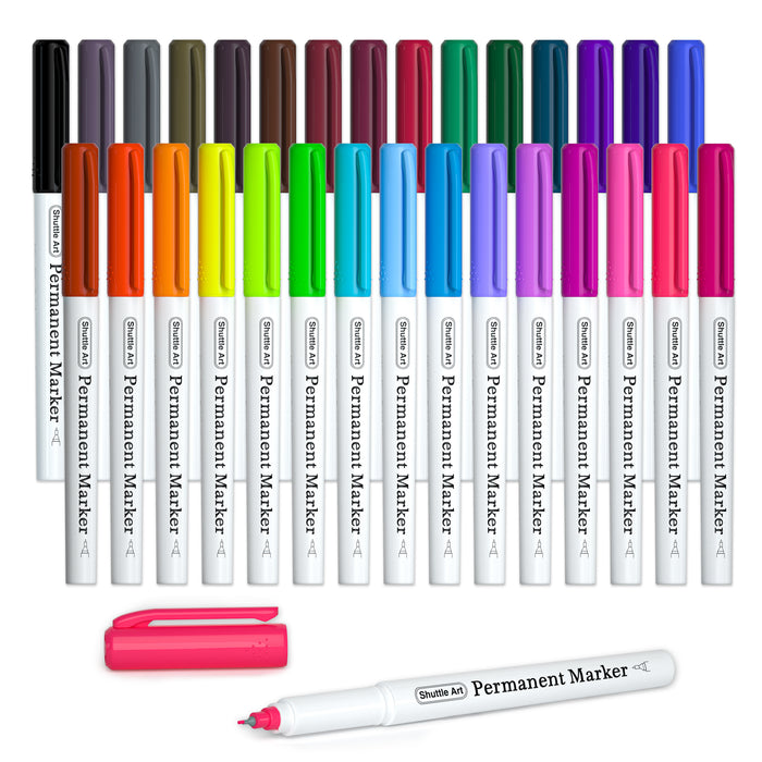 Colored Permanent Markers, Ultra Fine Point - Set of 30