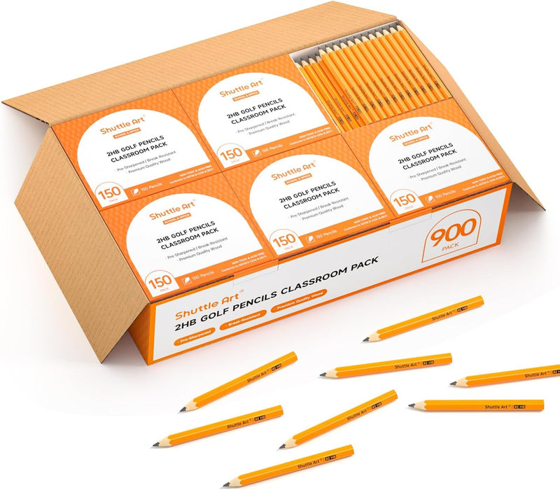 #2 HB Golf Pencils, Wood-cased 3.5” Mini Pencils Bulk - Set of 900