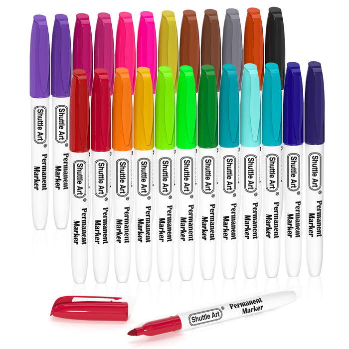 Colored Permanent Markers, Fine Point - Set of 24