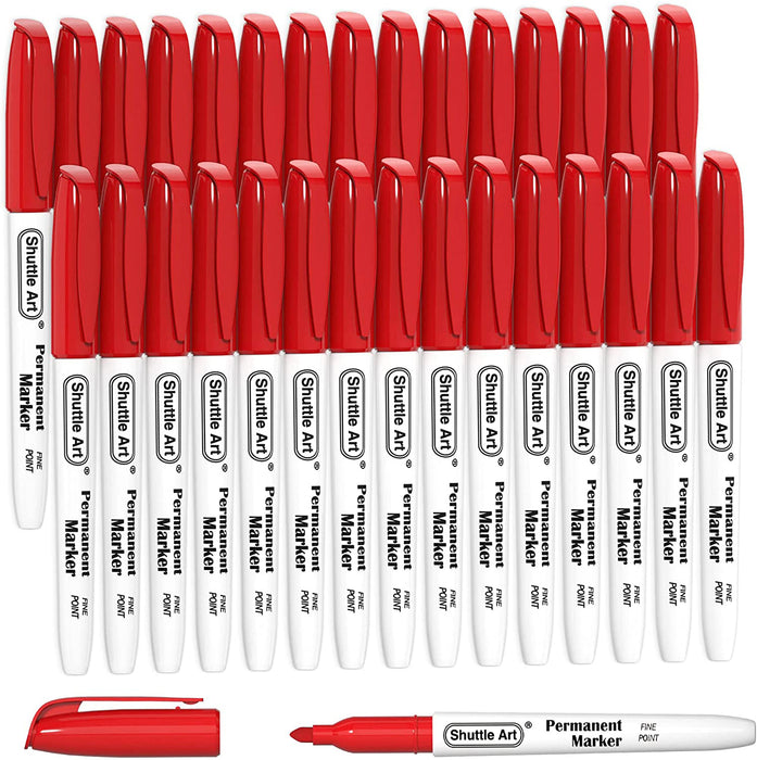 Red Permanent Markers - Set of 30