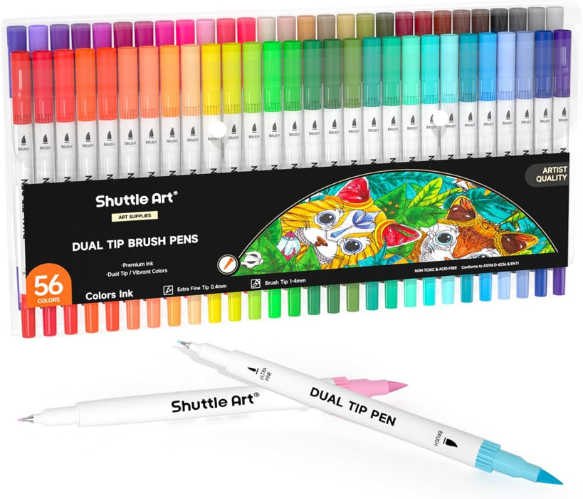 Dual Tip Brush Pens - Set of 56