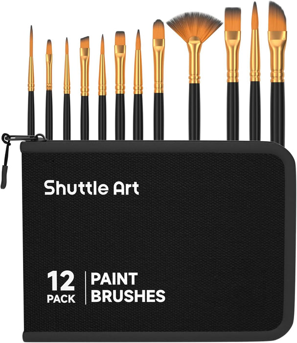 Paint Brush Set with Case - Set of 12