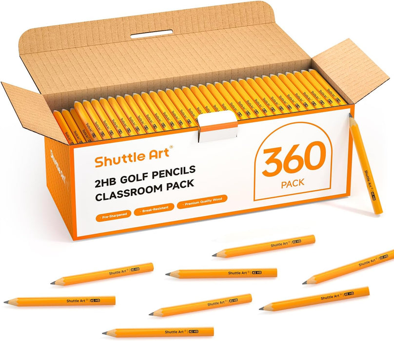 #2 HB Golf Pencils, Wood-cased 3.5” Mini Pencils Bulk - Set of 360