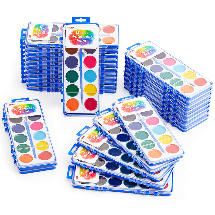 Watercolor Paints, 12 Colors - Set of 30