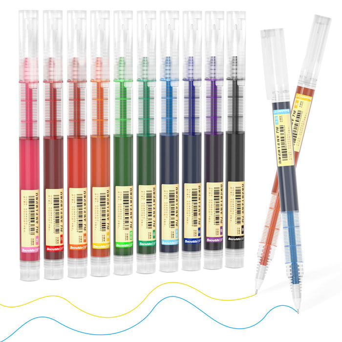 Liquid Ink Rollerball Pens - Set of 10