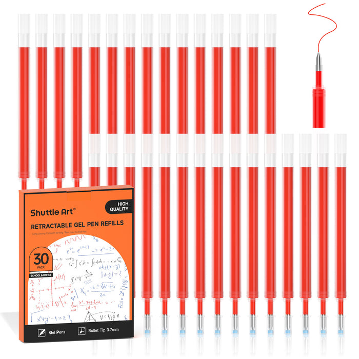 Retractable Gel Pen Refills - Set of 30 Red