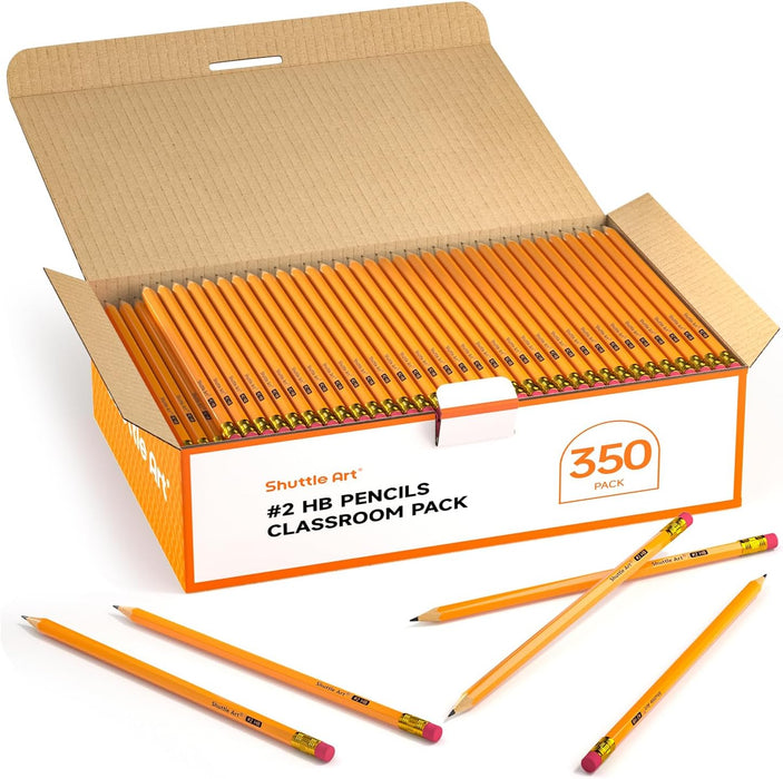 #2 HB Pencils with Erasers, Bulk Pack Graphite Pencils - Set of 350