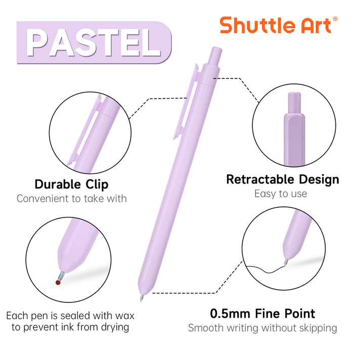 Pastel Black Ink Gel Pens - Set of 11