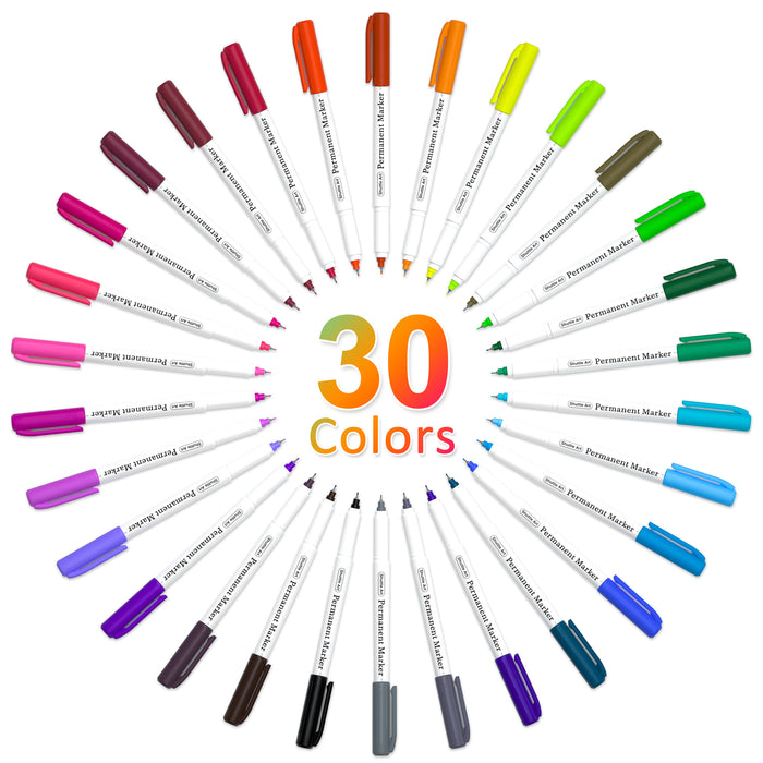 Colored Permanent Markers, Ultra Fine Point - Set of 30