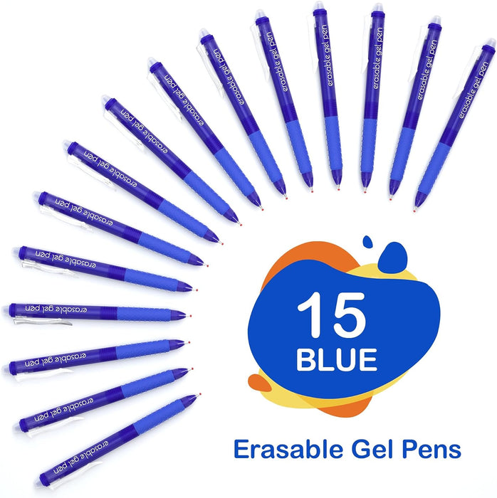 Erasable Gel Pens - Set of 15 Blue