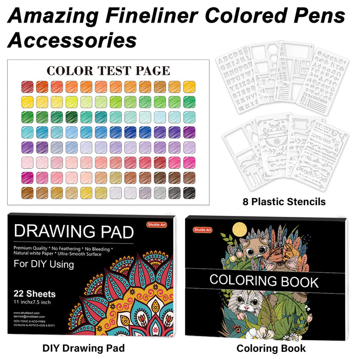 Colored Fineliner Pens - Set of 110