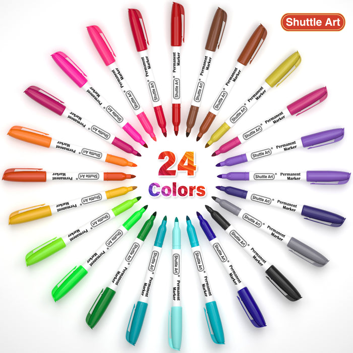 Colored Permanent Markers, Fine Point - Set of 24
