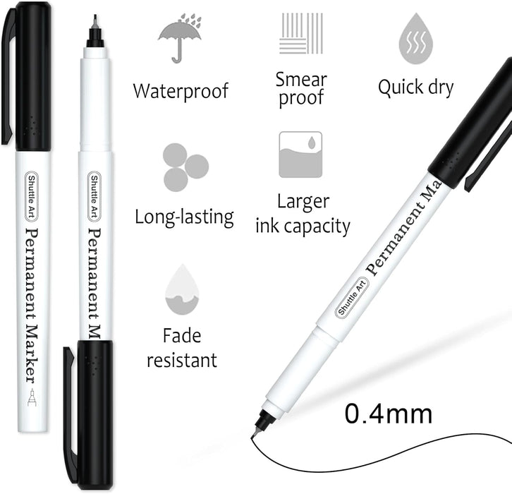Black Permanent Markers, Ultra Fine Point - Set of 30