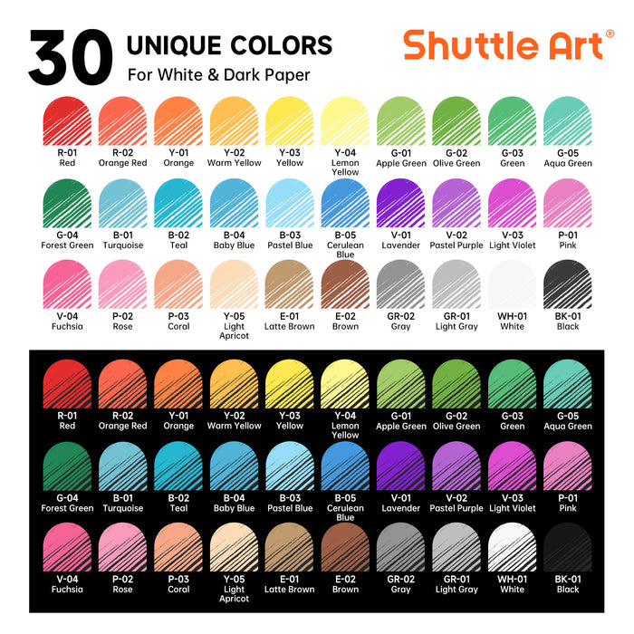 Colored Pens- Set of 30 Colors, 0.6mm Fine Point