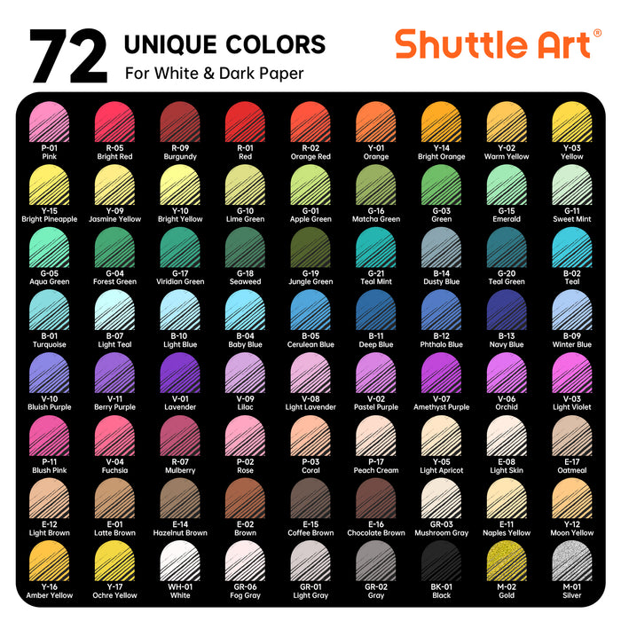 Colored Pens - Set of 72 Vibrant Colors, Cute Journal Pens, 0.6mm Fine Point