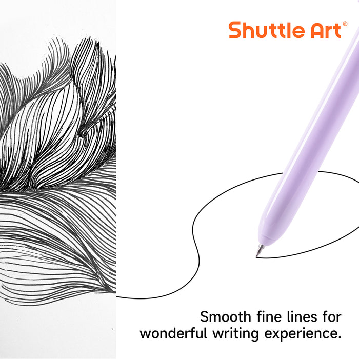 Pastel Black Ink Gel Pens - Set of 11