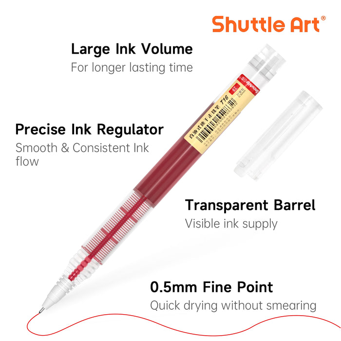 Liquid Ink Rollerball Pens - Set of 10