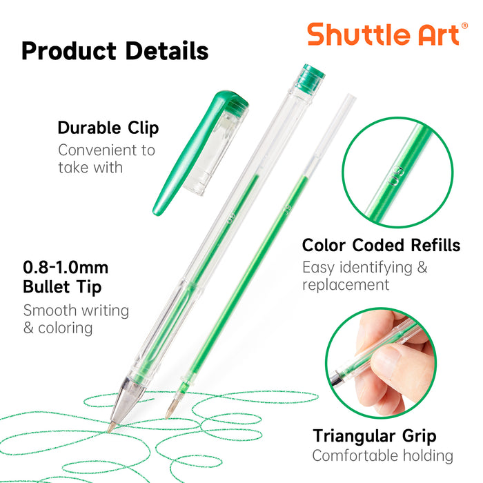 Green Tone Gel Pens- Set of 30 with 30 Refills