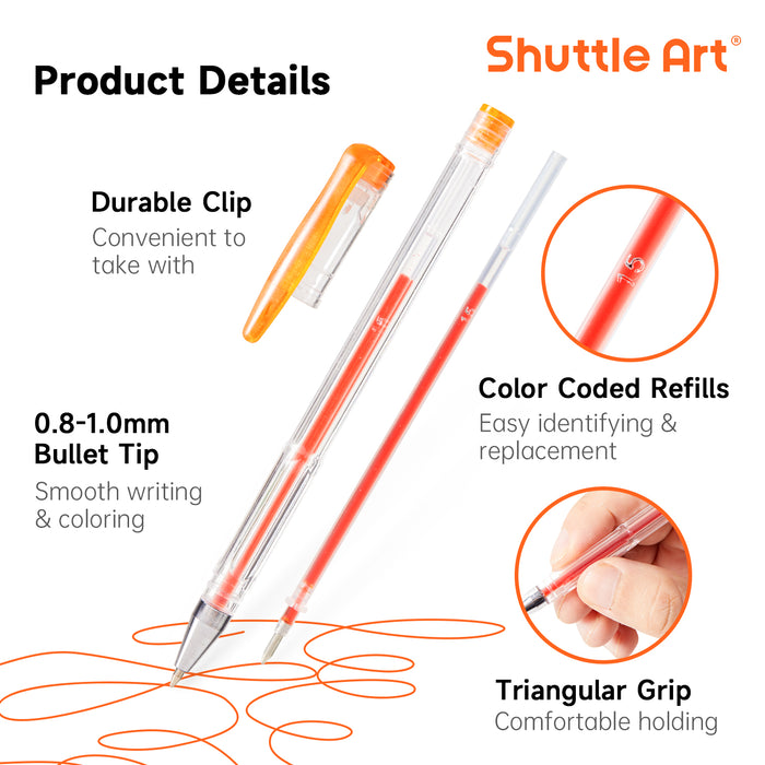 Red Yellow Gel Pens- Set of 30 with 30 Refills