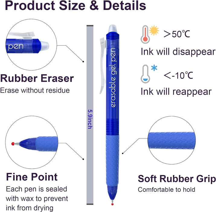 Erasable Gel Pens - Set of 15 Blue