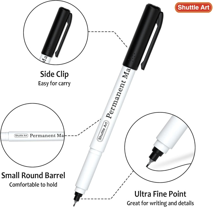 Black Permanent Markers, Ultra Fine Point - Set of 30