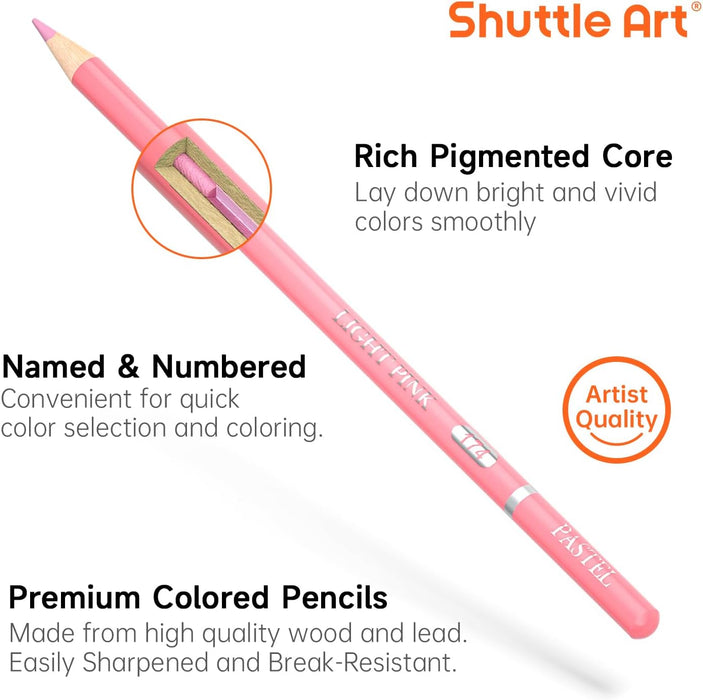 Colored Pencils, Pastel Colors - Set of 60