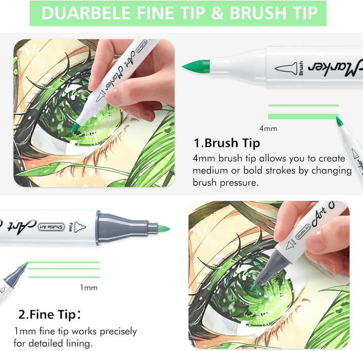 Dual Tip Brush & Fine Tip Art Marker - Set of 50 Pastel Colors