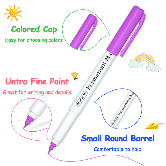 Colored Permanent Markers, Ultra Fine Point - Set of 30