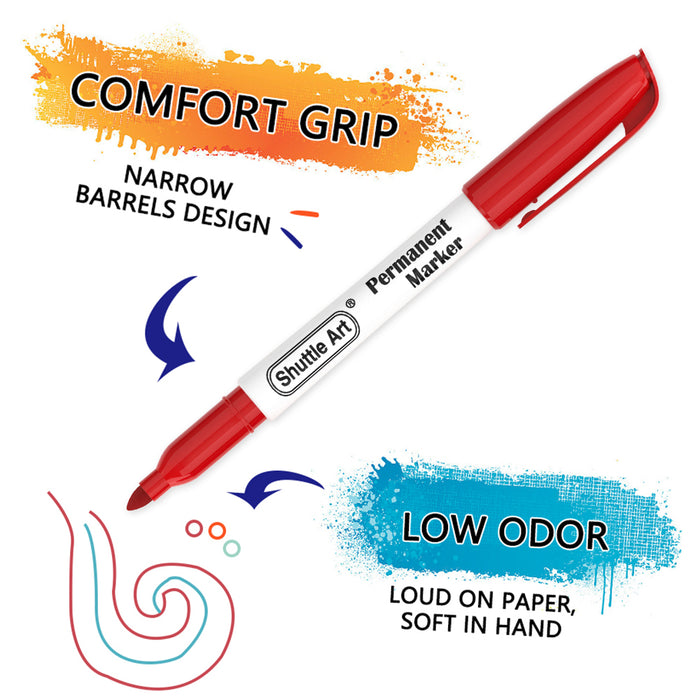 Colored Permanent Markers, Fine Point - Set of 24