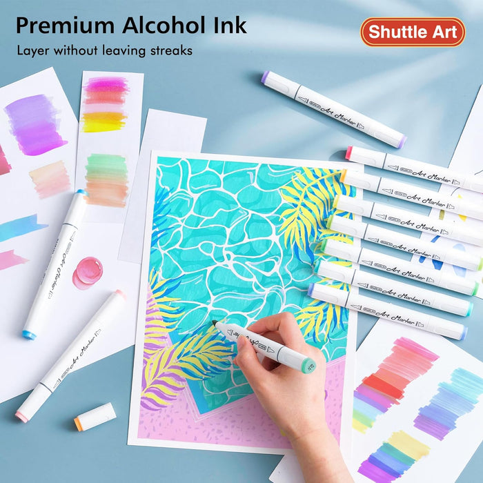 Dual Tip Brush & Chisel Tip Art Marker - Set of 50 Pastel Colors