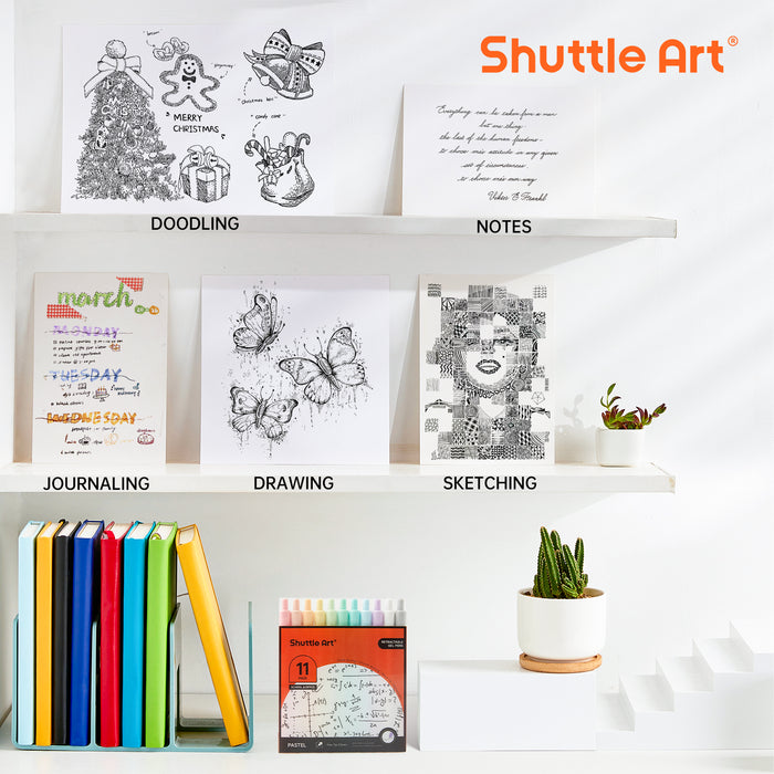 Pastel Black Ink Gel Pens - Set of 11