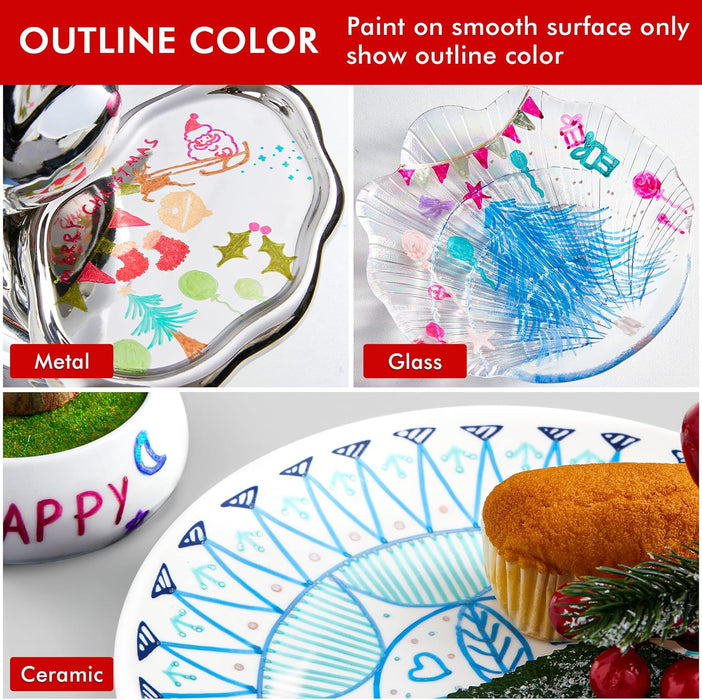 Double Line Outline Markers-14 Silver and 14 Gold