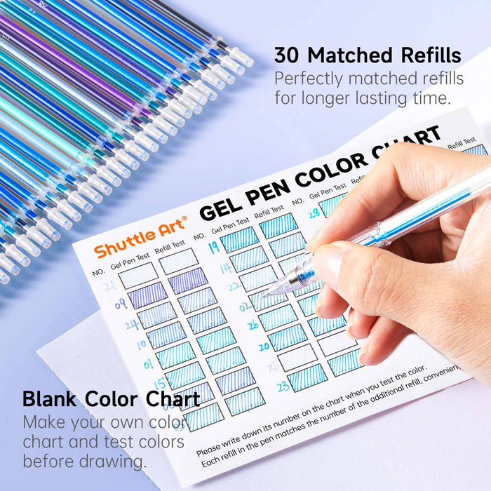Blue Tone Gel Pens- Set of 30 with 30 Refills