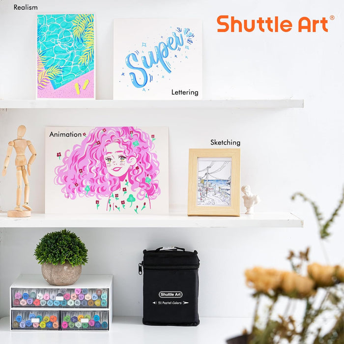 Dual Tip Brush & Chisel Tip Art Marker - Set of 50 Pastel Colors