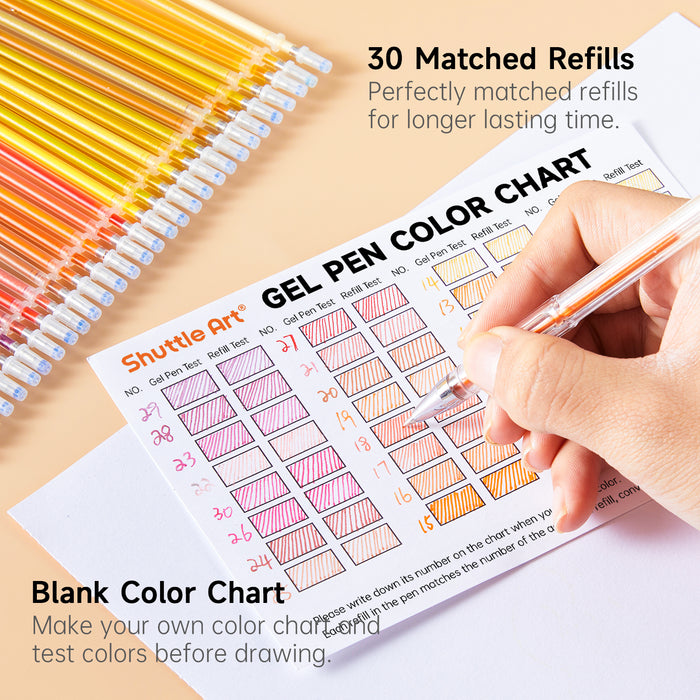 Red Yellow Gel Pens- Set of 30 with 30 Refills