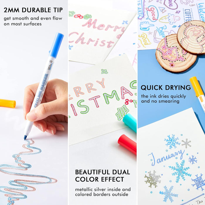 Double Line Outline Markers- 28 Colors