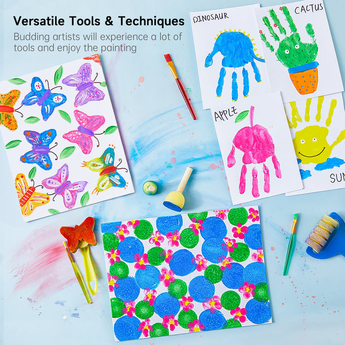 Washable Finger Paint,10 Colors*60ml with tools - Set of 33