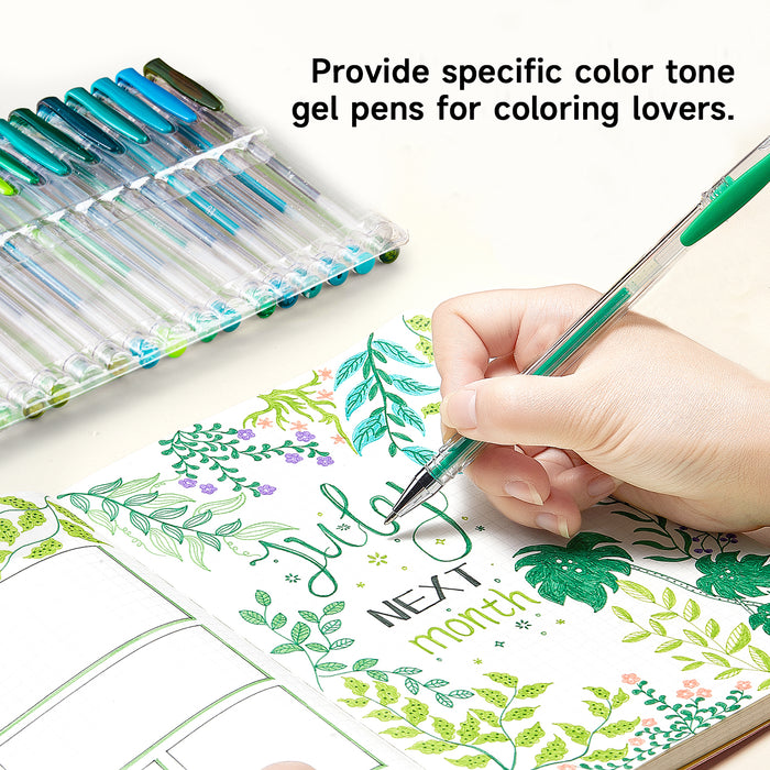 Green Tone Gel Pens- Set of 30 with 30 Refills