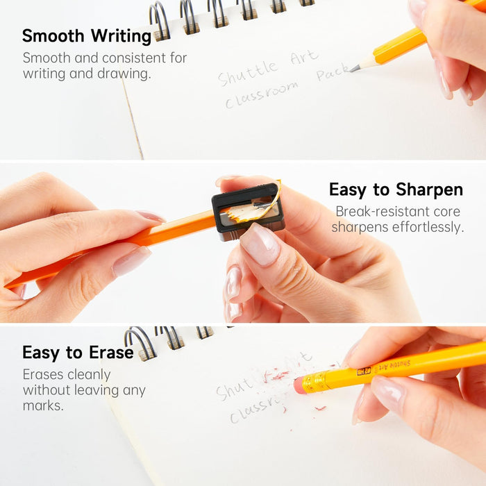 #2 HB Pencils-180 Pack Sharpened Yellow Pencil with Erasers