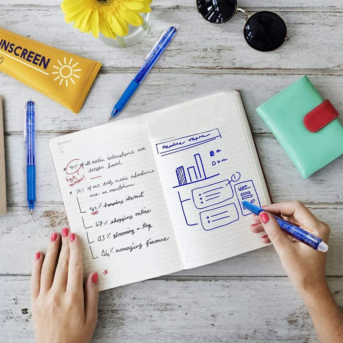 Erasable Gel Pens - Set of 15 Blue