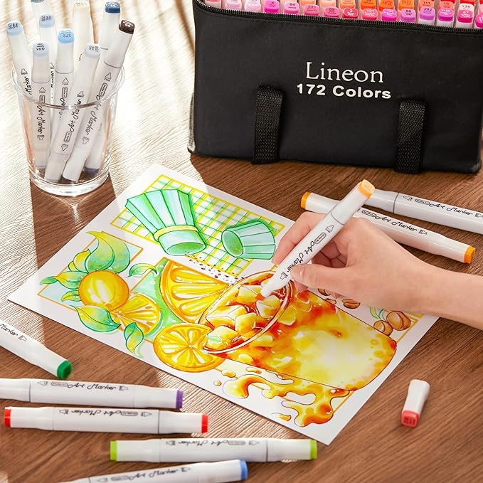 Dual Tip Art Markers - Set of 172 with Marker Pad
