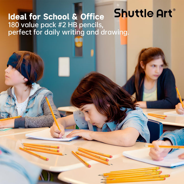 #2 HB Pencils-180 Pack Sharpened Yellow Pencil with Erasers