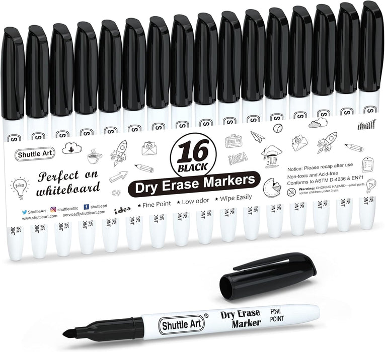 Dry Erase Markers- Set of 16 Black