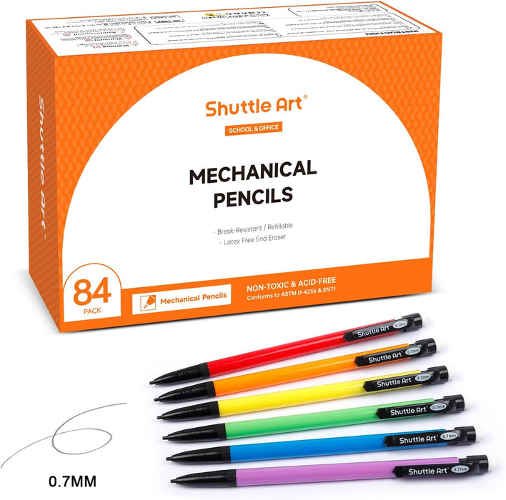 Mechanical Pencils, 6 Barrel Colors - Set of 84