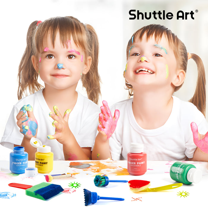 Washable Finger Paint,10 Colors*60ml with tools - Set of 33